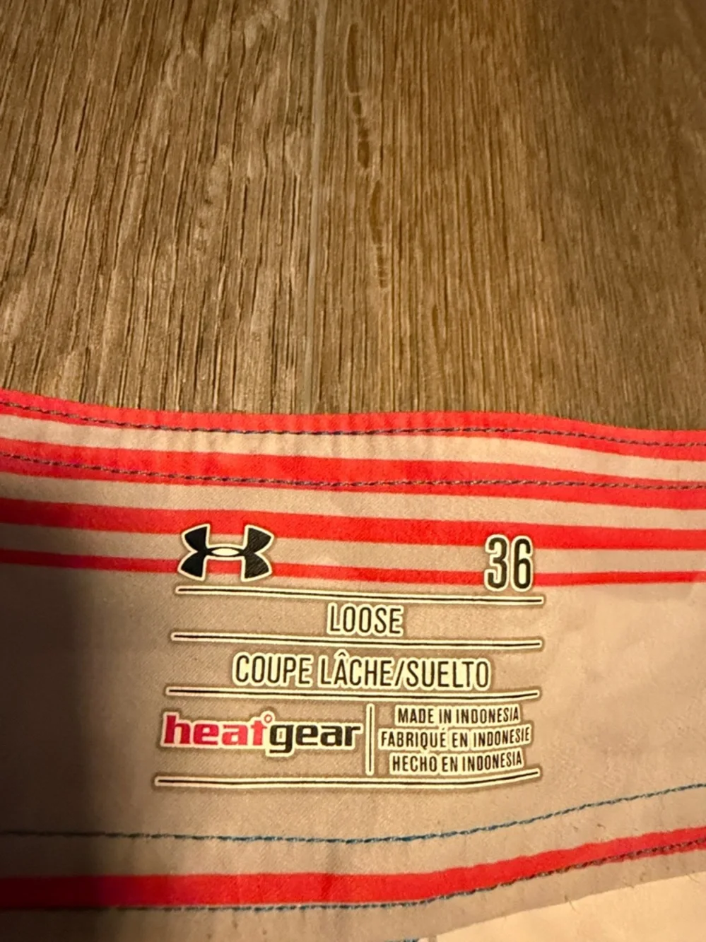 Under Armour Men’s Red, Blue & White Striped Swim Board Shorts